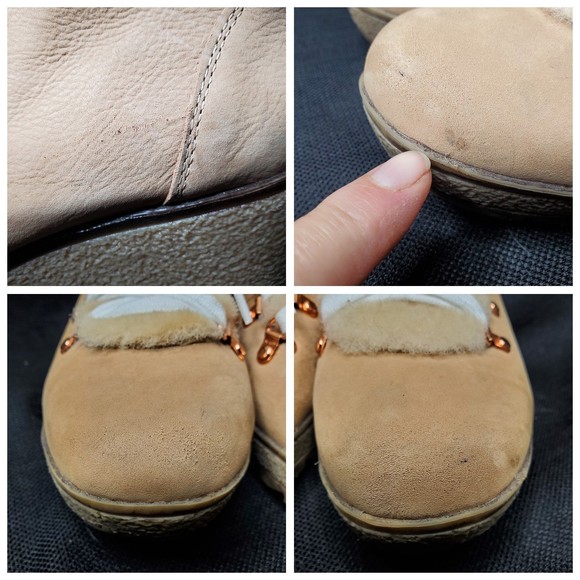 J Crew Nordic Snow Boot Shearling Nubuck Leather Wedge Beige Cleated Women's 10 - Picture 12 of 12